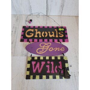 Glitter ghouls gone wild Halloween home decor hanging‎ sign